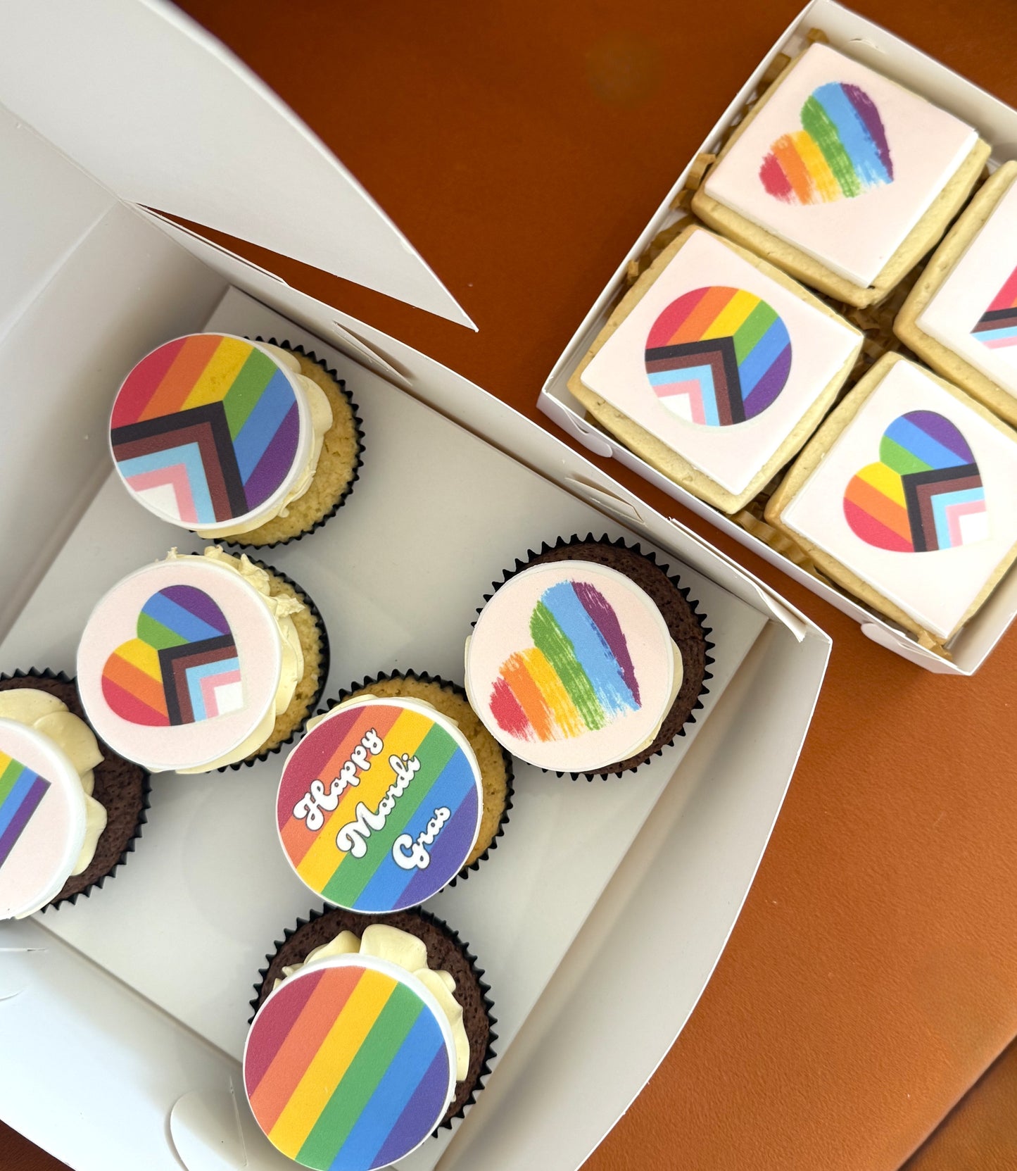 Mardi Gras, IDAHOBIT, Pride Cupcake Box - 6 or 12 in a box