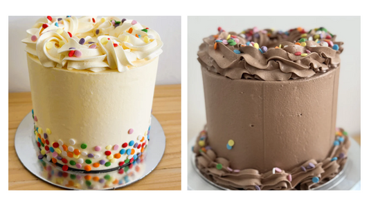 Ready to go party cake - Two Layer, 6 inch Buttercream covered - Choc fudge or Vanilla bean